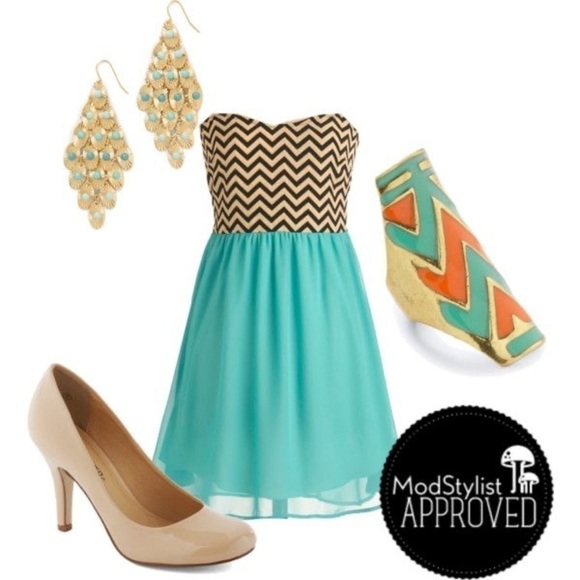 Modcloth Chevron top of the world dress large - Picture 2 of 7